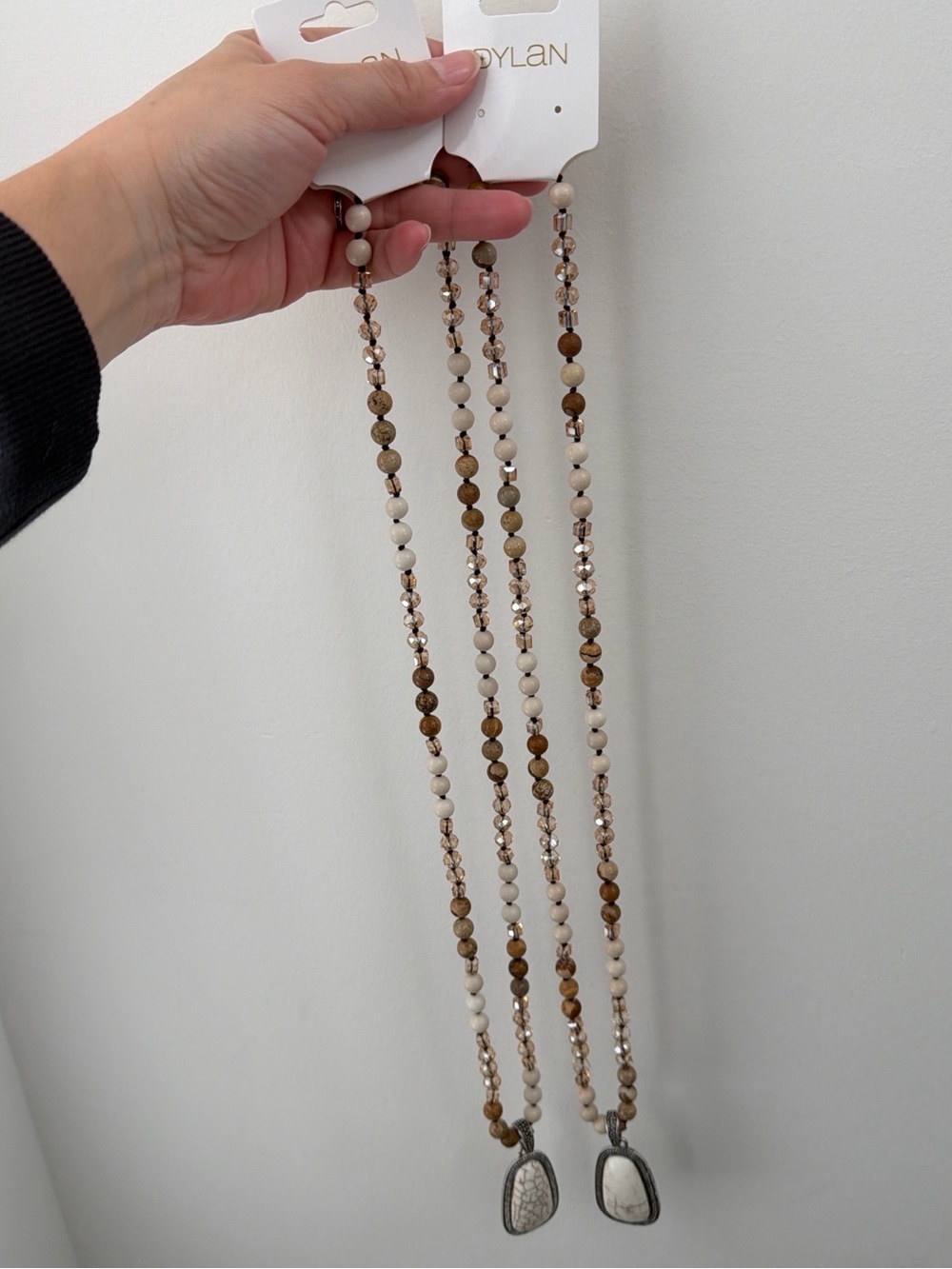 Dylan Jewelry Adele White Mix Natural Stone Beaded Pendant Necklace NWT